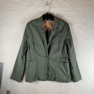Cabi Blazer Jacket Women's Medium Olive‎ Green Cotton Stretch Notch Lapel 7732